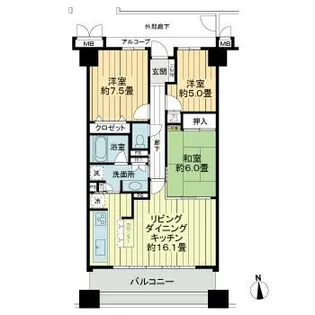 サーパス滑石第2【6階】の間取り