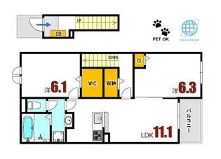 ヒルズ ミューズ【2階】の間取り