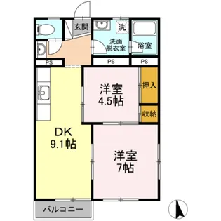 神奈川県伊勢原市東大竹2【アパート】の間取り