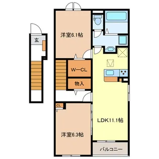 ル・ポール南新町【2階】の間取り