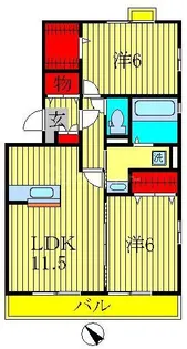 グランドソレイユB棟【2階】の間取り