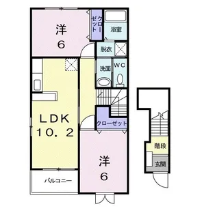 パレス ブルー・マウンテンB【2階】の間取り