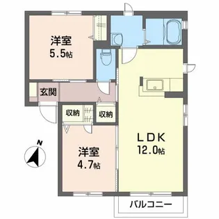 ルミエールショウワ A【2階】の間取り