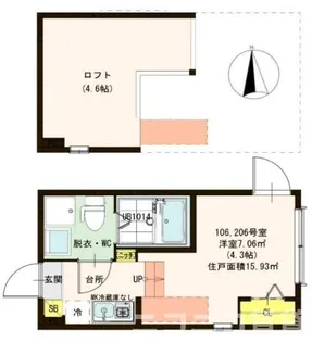 ハーモニーテラス東金町【2階】の間取り