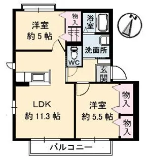 ボナール上安 A棟【2階】の間取り