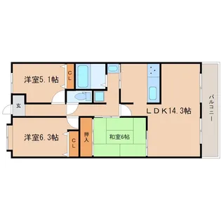 グレーシィ栗東オーブ【14階】の間取り