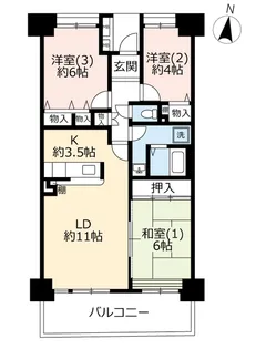 UR多摩ニュータウン長峰杜の一番街【6階】の間取り