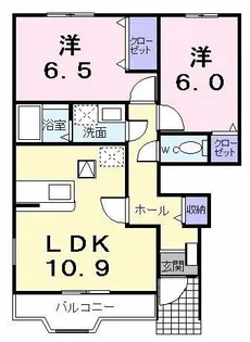 ラフレシールウエスト【1階】の間取り