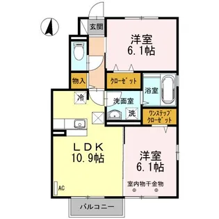 スクエアヒルズB【1階】の間取り
