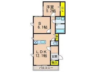 デリス楠葉【1階】の間取り