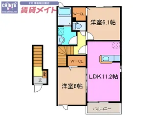 エクセレント ヴィレッジ【2階】の間取り