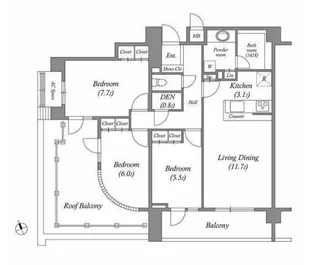 レジデンス渋谷富ヶ谷【6階】の間取り