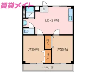 2LDKの間取り画像