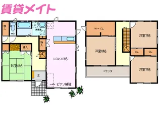 三重県三重郡朝日町白梅の丘西2【一戸建】の間取り