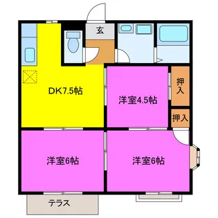 ハイツクラウンA【1階】の間取り