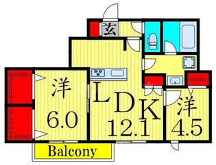 メゾンクレール谷在家【1階】の間取り