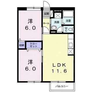 山口県宇部市上条3【アパート】の間取り