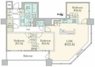ブリリアタワー東京【35階】の間取り