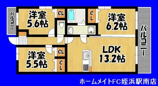 福岡県福岡市西区野方6【マンション】の間取り