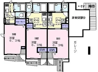 グランジュテ潮見【1階】の間取り