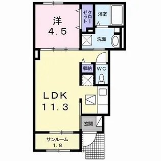 シエロ・ガーデン今治 B【1階】の間取り
