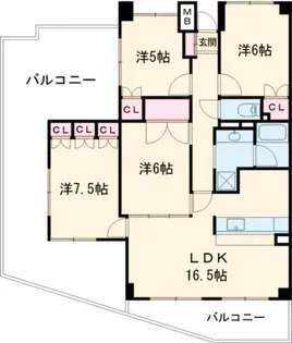 グランコート富雄【5階】の間取り