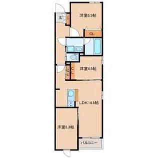 仮称)宮千代3丁目新築AP【3階】の間取り