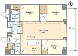 オアーゼ新宿市谷薬王寺【6階】の間取り