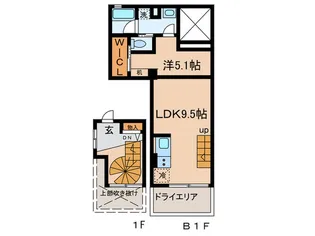 プライムアーバン目黒三田【1階】の間取り
