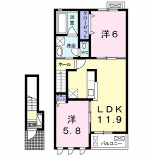 サンビレッジ 弐番館【2階】の間取り
