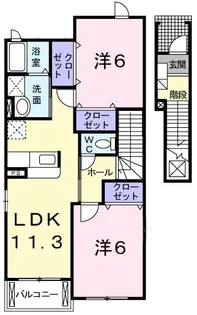 クレメント・輝(カガヤキ)【2階】の間取り