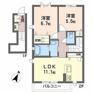シャーメゾン クレスト【2階】の間取り