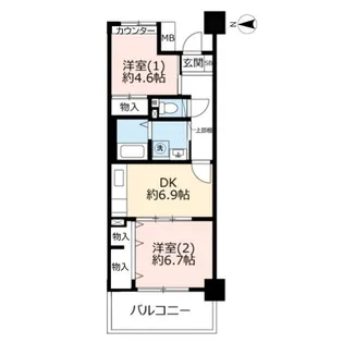 URハートフル湊川【7階】の間取り