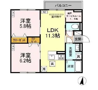 セレスティア向山【3階】の間取り