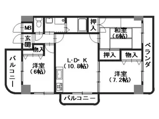 パークヒルズ5番館【3階】の間取り