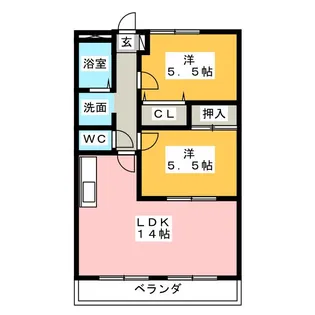 メープルコートたかおか【1階】の間取り