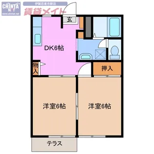 フラワーガーデンB【1階】の間取り