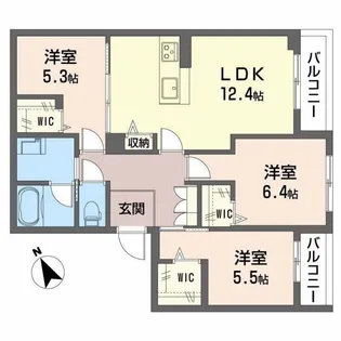 シャーメゾン ボスコルーチェ【3階】の間取り