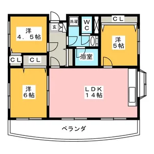 ヒルクレスト【5階】の間取り