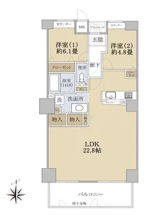 アスピア明石東館【7階】の間取り