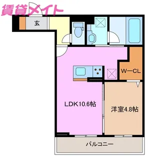ディーシャンブル富田【2階】の間取り