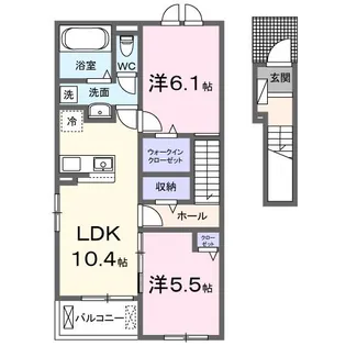 宮野木町アパート(028837301)【2階】の間取り
