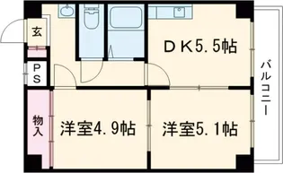 2DKの間取り画像