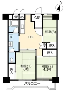 UR竹園【8階】の間取り