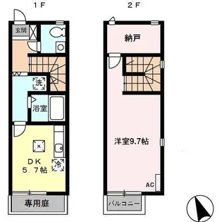 ヴィルヌーブ【1階】の間取り