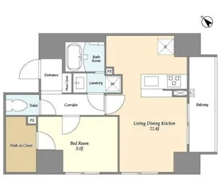 ユニデン八丁堀レジデンス【6階】の間取り