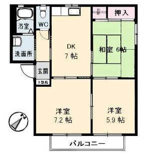 グリーンビュー相田 A棟【1階】の間取り