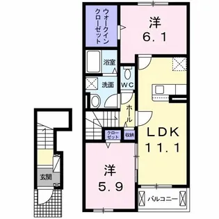ハウス・グレイスフル A【2階】の間取り