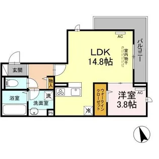 メテオール平和通【2階】の間取り