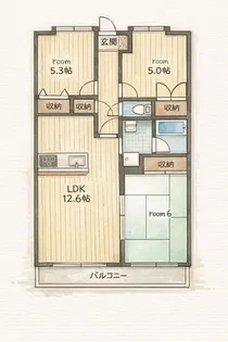 ヒルズ小名川wingα【2階】の間取り